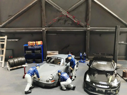 1/64 repair shop scene workshop tire refit garage model car scene decor props