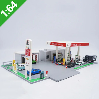 1/64 Scale Simulation Sinopec gas station model toy scene set gas station car model Home office decoration display