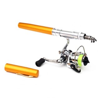 1.6M Pen Vorm Telescopische Mini Hengel Hengel Met Metalen Spinning Reel Wiel Visgerei Set Voor Outdoor Vissen supply gouden