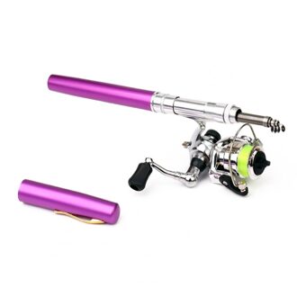 1.6M Pen Vorm Telescopische Mini Hengel Hengel Met Metalen Spinning Reel Wiel Visgerei Set Voor Outdoor Vissen supply Paars
