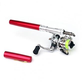 1.6M Pen Vorm Telescopische Mini Hengel Hengel Met Metalen Spinning Reel Wiel Visgerei Set Voor Outdoor Vissen supply Rood