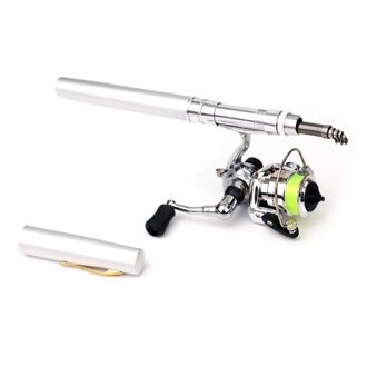1.6M Pen Vorm Telescopische Mini Hengel Hengel Met Metalen Spinning Reel Wiel Visgerei Set Voor Outdoor Vissen supply zilver