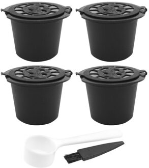 1/6PCS Herbruikbare Nespresso Capsules Cup Met Lepel Borstel Zwart Navulbare Koffie Capsule Bijvullen Filter Coffeeware
