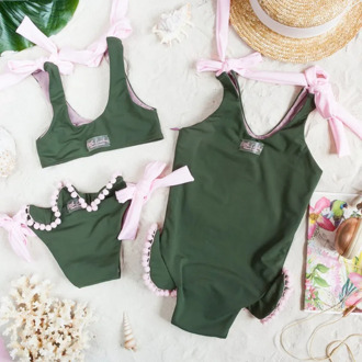 1-6T 2020 Baby Girl One Piece Swimsuit Off Shoulder Ruffled Flounce Bathing Suit Swimwear Beach Bikini Green