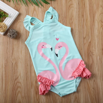 1-6Y Cartoon Kids Baby Girl One-Piece Swimsuit Ruffles Printed BIkini Swimwear Swimming Costume Bathing Suit Beachwear