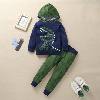 1-6Y Herfst Winter Mooie Peuter Baby Meisjes Kleding Sets 2 Stuks Dinosaurus Sport Katoenen Hooded Trui Zwart Tops + Broek 3T