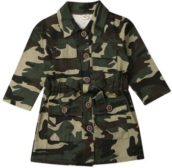 1-6Y Peuters Meisjes Jas Lange Mouwen Revers Geul Casual Camouflage Jas Jas Uitloper