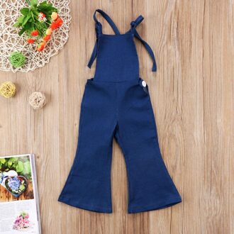 1-6Years Peuter Kids Baby Meisje Jeans Jumpsuit Bandage Band Bib Broek Overalls Blue Denim Jumpsuits Playsuit Kinderen Kleding 4T