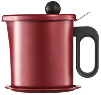 1.7/1.8L Lekvrij Kan Vet Container Keuken Tool Ketel Koken Separator Multifunctionele Frituren Pot Met Zeef Olie Opslag rood