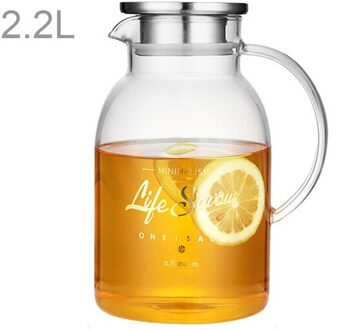 1.8/2.2L Glas Waterkoker Grote Capaciteit Bloem Theepot Hittebestendig Citroen Water Fles Met Roestvrij Stalen Deksel