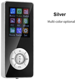 1.8 inch kleurenscherm Matte materiaal body Bluetooth MP3 Speler Media FM Radio Recorder HIFI Sport Muziek Speakers Zilver