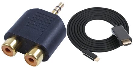 1/8Inch 3.5Mm Jack Naar 2 Rca Adapter Met Type C USB-C Naar Hdmi Kabel