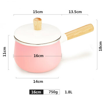 1.8L/3.5L Emaille Soeppan Keuken Kookgerei Baby non-stick Melk Verwarming Pot Huishoudelijke Dubbele Handvat Koken Pan met Cover Roze