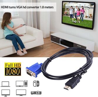 1.8M 1080P Hdmi-Compatibel Naar Vga Adapter Digitale Converter Kabel Vga Display Uitgang Voor Pc Hdtv Dvd