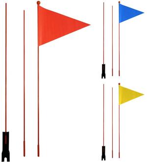 1.8M Fiets Vlag Waterdicht Berg Kinderen Fiets Veiligheid Driehoekige Vlaggenmast Glasvezel Pole Vlag Fietsen Apparatuur geel