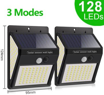 1-8Pack 220 Led Solar Tuinverlichting Outdoor Motion Sensor Waterdichte Zonne-energie Lamp Straat Licht Voor Garage patio Decor Yard 128 LED 2 stukken