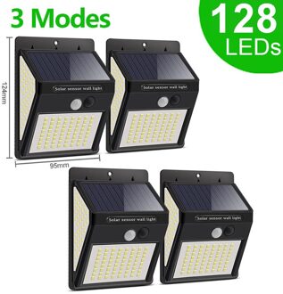 1-8Pack 220 Led Solar Tuinverlichting Outdoor Motion Sensor Waterdichte Zonne-energie Lamp Straat Licht Voor Garage patio Decor Yard 128 LED 4 stukken