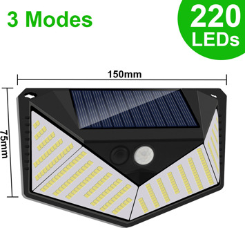 1-8Pack 220 Led Solar Tuinverlichting Outdoor Motion Sensor Waterdichte Zonne-energie Lamp Straat Licht Voor Garage patio Decor Yard 220 LED 1 stuk