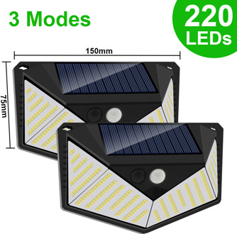 1-8Pack 220 Led Solar Tuinverlichting Outdoor Motion Sensor Waterdichte Zonne-energie Lamp Straat Licht Voor Garage patio Decor Yard 220 LED 2 stukken