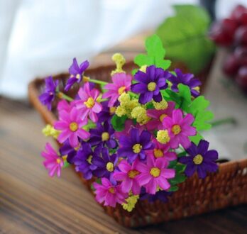 1 Boeket 28 Heads Kunstmatige Mini Daisyed Zijden Doek Bloem Zoete Bruiloft Party Decor Voor Home Decoratie Accessoires DVT