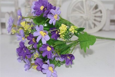 1 Boeket 7 Tak 28 Heads Leuke Zijde Daisy Kunstmatige Decoratieve Bloem Diy Bruiloft Boeket Thuis Kamer Tafel Decoratie paars