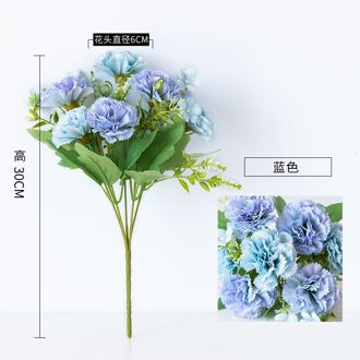 1 Bos Anjer Kunstmatige Bloemen Planten Kerst Valse Bloem Arrangemen Schieten Props Bruiloft Decoratie Home Decor Blauw