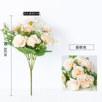 1 Bos Anjer Kunstmatige Bloemen Planten Kerst Valse Bloem Arrangemen Schieten Props Bruiloft Decoratie Home Decor champagne