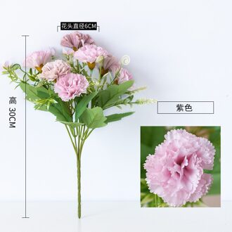 1 Bos Anjer Kunstmatige Bloemen Planten Kerst Valse Bloem Arrangemen Schieten Props Bruiloft Decoratie Home Decor Paars