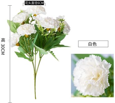 1 Bos Anjer Kunstmatige Bloemen Planten Kerst Valse Bloem Arrangemen Schieten Props Bruiloft Decoratie Home Decor wit