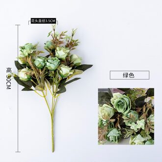 1 Bos Rozen Kunstmatige Bloemen Planten Kerst Valse Bloem Home Decor Arrangemen Bruiloft Decoratie groen