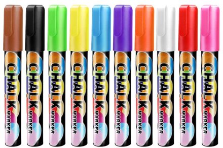 1 Box/10 Pcs 6mm Highlighter Uitwisbare Liquid Chalk Pennen/Marker voor Ramen Schoolbord Schoolbord Briefpapier kantoorbenodigdheden