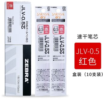 1 Box/10Pcs Zebra JLV-0.5/0.4Mm Sneldrogende Olie Inkt Gel Pen Refillsairfit Sarasa Droog JJ31 JJZ49 Schrijven Zwart/Blauw/Rood 1 doos rood 0.5mm