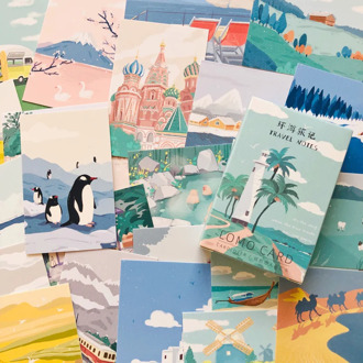 1 Box (28 pcs cards) Travel Notes Mini Lomo Card DIY Greeting Card Message Cards Picture Decor