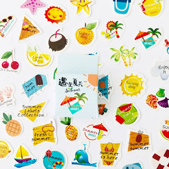 1 Box (50 pcs stickers) Cool Summer Time Paper Stickers DIY Scrapbooking Diary Album Decoration