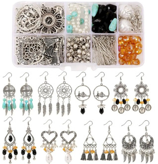 1 Box Boho Earrings Making Materials Set Mixed Connector Beads Earring Hooks Jump Ring Pin Sets For Jewelry DIY Findings Kit