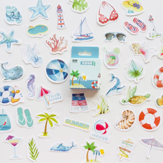 1 Box Summer Ocean Beach DIY Adhesive Stickers Decorative Scrapbooking Diary Album Stick Label