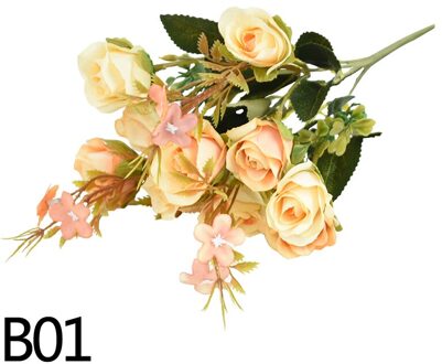 1 Bundel 10Heads Kunstmatige Rose Zijden Bloemen Home Decor Tuin Bruid Boeket Bruiloft Accessoires Craft Diy Nep Bloem B01