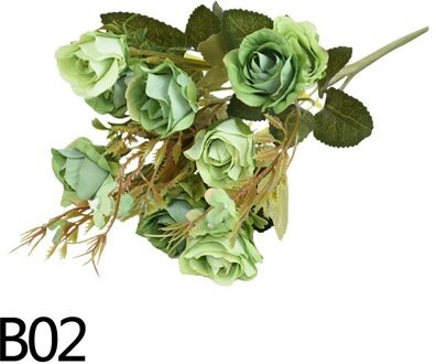 1 Bundel 10Heads Kunstmatige Rose Zijden Bloemen Home Decor Tuin Bruid Boeket Bruiloft Accessoires Craft Diy Nep Bloem B02