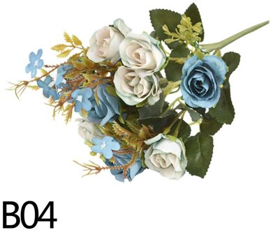 1 Bundel 10Heads Kunstmatige Rose Zijden Bloemen Home Decor Tuin Bruid Boeket Bruiloft Accessoires Craft Diy Nep Bloem B04