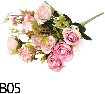 1 Bundel 10Heads Kunstmatige Rose Zijden Bloemen Home Decor Tuin Bruid Boeket Bruiloft Accessoires Craft Diy Nep Bloem B05