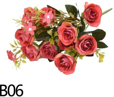 1 Bundel 10Heads Kunstmatige Rose Zijden Bloemen Home Decor Tuin Bruid Boeket Bruiloft Accessoires Craft Diy Nep Bloem B06