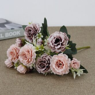 1 Bundel Zijde Pioen Boeket Woondecoratie Accessoires Bruiloft Party Scrapbook Nep Planten Diy Pompons Kunstmatige Rozen Bloemen