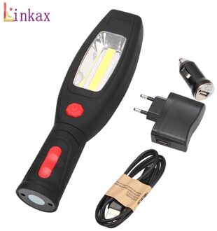 1 * COB LED + 1*1W LED 2 Mode USB Oplaadbare Zaklamp Magnetische Draagbare Spotlight zaklamp Ingebouwde Batterij Lamp