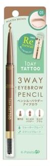 1 Day Tattoo 3 Way Eyebrow Pencil 01 Milktea Brown