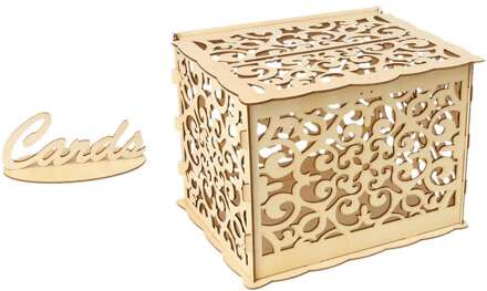 1 * Diy Houten Paar Herten Bruiloft Benodigdheden Kaart Doos Houten Wedding Card Box