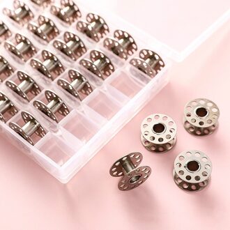1 Doos 25 Stuks Metalen Spoel Naaimachine Spoelen Spoelen Lege Spoelen Spoelen Plastic Opbergdoos Voor Thuis Naaien Accessoires gereedschap