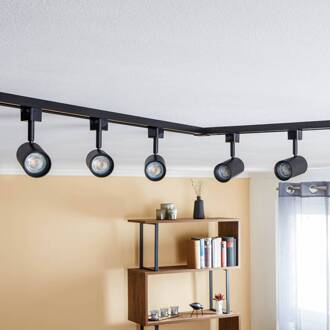 1-fase railsysteem Jorell, zwart, 5-lamps, GU10