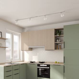 1-fase railsysteem Linaro, E14, 4-lamps, wit