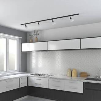 1-fase railsysteem Linaro, E14, 4-lamps, zwart zwart, wit