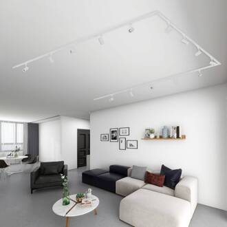 1-fase railsysteem Linaro, GU10, 14-lamp, wit